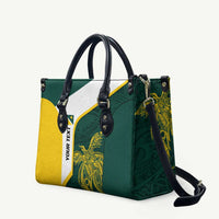 Personalised PNG Jiwaka Province Leather Bag Bird of Paradise Tattoo Flag Motif LT9 Green - Polynesian Pride