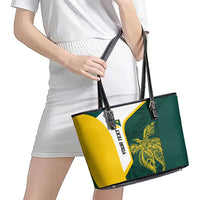 Personalised PNG Jiwaka Province Leather Tote Bag Bird of Paradise Tattoo Flag Motif LT9 - Polynesian Pride