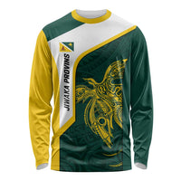 Personalised PNG Jiwaka Province Long Sleeve Shirt Bird of Paradise Tattoo Flag Motif LT9 Unisex Green - Polynesian Pride