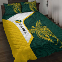 Personalised PNG Jiwaka Province Quilt Bed Set Bird of Paradise Tattoo Flag Motif LT9 Green - Polynesian Pride