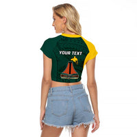 Personalised PNG Jiwaka Province Raglan Cropped T Shirt Bird of Paradise Tattoo Flag Motif LT9 - Polynesian Pride