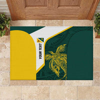 Personalised PNG Jiwaka Province Rubber Doormat Bird of Paradise Tattoo Flag Motif LT9 Green - Polynesian Pride