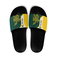 Personalised PNG Jiwaka Province Slide Sandals Bird of Paradise Tattoo Flag Motif LT9 Green - Polynesian Pride