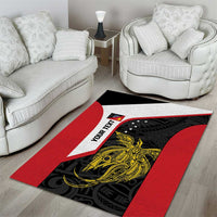 Personalised PNG Sandaun Province Area Rug Bird of Paradise Tattoo Flag Motif LT9 - Polynesian Pride