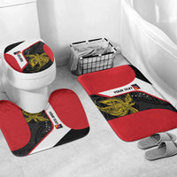 Personalised PNG Sandaun Province Bathroom Set Bird of Paradise Tattoo Flag Motif LT9 Mat Set Only (3 pcs) One Size Red - Polynesian Pride