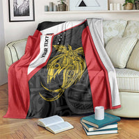 Personalised PNG Sandaun Province Blanket Bird of Paradise Tattoo Flag Motif LT9 Red - Polynesian Pride