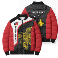 Personalised PNG Sandaun Province Bomber Puffer Jacket Bird of Paradise Tattoo Flag Motif LT9 - Polynesian Pride