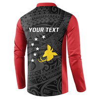 Personalised PNG Sandaun Province Button Sweatshirt Bird of Paradise Tattoo Flag Motif LT9 - Polynesian Pride