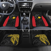 Personalised PNG Sandaun Province Car Mats Bird of Paradise Tattoo Flag Motif LT9 Set 4pcs Red - Polynesian Pride