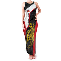 Personalised PNG Sandaun Province Family Matching Tank Maxi Dress and Hawaiian Shirt Bird of Paradise Tattoo Flag Motif LT9 Mom's Dress Red - Polynesian Pride
