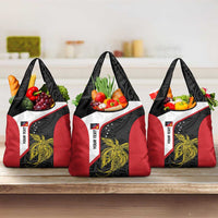 Personalised PNG Sandaun Province Grocery Bag Bird of Paradise Tattoo Flag Motif LT9 3-pack One Size Red - Polynesian Pride