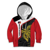 Personalised PNG Sandaun Province Kid Hoodie Bird of Paradise Tattoo Flag Motif LT9 Hoodie Red - Polynesian Pride