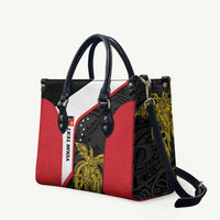 Personalised PNG Sandaun Province Leather Bag Bird of Paradise Tattoo Flag Motif LT9 Red - Polynesian Pride