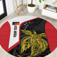 Personalised PNG Sandaun Province Round Carpet Bird of Paradise Tattoo Flag Motif LT9 Red - Polynesian Pride