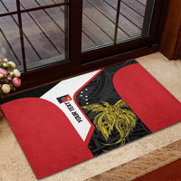 Personalised PNG Sandaun Province Rubber Doormat Bird of Paradise Tattoo Flag Motif LT9 - Polynesian Pride