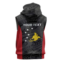 Personalised PNG Sandaun Province Sleeveless Hoodie Bird of Paradise Tattoo Flag Motif LT9 - Polynesian Pride