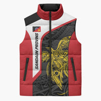 Personalised PNG Sandaun Province Sleeveless Puffer Jacket Bird of Paradise Tattoo Flag Motif LT9 Unisex Red - Polynesian Pride