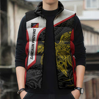 Personalised PNG Sandaun Province Sleeveless Puffer Jacket Bird of Paradise Tattoo Flag Motif LT9 - Polynesian Pride