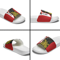 Personalised PNG Sandaun Province Slide Sandals Bird of Paradise Tattoo Flag Motif LT9 - Polynesian Pride