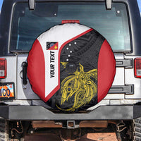 Personalised PNG Sandaun Province Spare Tire Cover Bird of Paradise Tattoo Flag Motif LT9 Red - Polynesian Pride