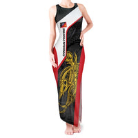 Personalised PNG Sandaun Province Tank Maxi Dress Bird of Paradise Tattoo Flag Motif LT9 Women Red - Polynesian Pride