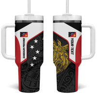 Personalised PNG Sandaun Province Tumbler With Handle Bird of Paradise Tattoo Flag Motif LT9 One Size: 40 oz Red - Polynesian Pride