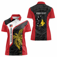 Personalised PNG Sandaun Province Women Polo Shirt Bird of Paradise Tattoo Flag Motif LT9 - Polynesian Pride