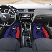 Personalised PNG West New Britain Province Car Mats Bird of Paradise Tattoo Flag Motif LT9 Set 2pcs - Front Blue - Polynesian Pride