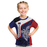 Personalised PNG West New Britain Province Kid T Shirt Bird of Paradise Tattoo Flag Motif LT9 Blue - Polynesian Pride