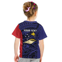 Personalised PNG West New Britain Province Kid T Shirt Bird of Paradise Tattoo Flag Motif LT9 - Polynesian Pride