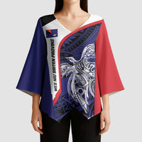 Personalised PNG West New Britain Province Kimono Sleeve Blouse Bird of Paradise Tattoo Flag Motif LT9 - Polynesian Pride