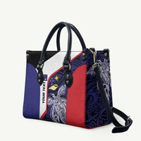 Personalised PNG West New Britain Province Leather Bag Bird of Paradise Tattoo Flag Motif LT9 Blue - Polynesian Pride