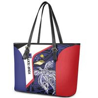 Personalised PNG West New Britain Province Leather Tote Bag Bird of Paradise Tattoo Flag Motif LT9 - Polynesian Pride