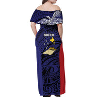 Personalised PNG West New Britain Province Off Shoulder Maxi Dress Bird of Paradise Tattoo Flag Motif LT9 - Polynesian Pride