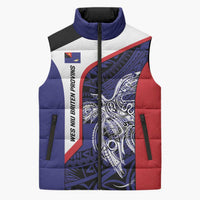 Personalised PNG West New Britain Province Sleeveless Puffer Jacket Bird of Paradise Tattoo Flag Motif LT9 Unisex Blue - Polynesian Pride
