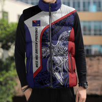 Personalised PNG West New Britain Province Sleeveless Puffer Jacket Bird of Paradise Tattoo Flag Motif LT9 - Polynesian Pride