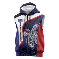 Personalised PNG West New Britain Province Sleeveless Zip Hoodie Bird of Paradise Tattoo Flag Motif LT9 Blue - Polynesian Pride
