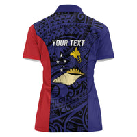 Personalised PNG West New Britain Province Women Polo Shirt Bird of Paradise Tattoo Flag Motif LT9 - Polynesian Pride