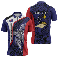 Personalised PNG West New Britain Province Zipper Polo Shirt Bird of Paradise Tattoo Flag Motif LT9 - Polynesian Pride