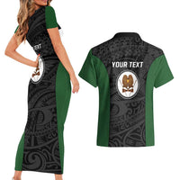 Personalised PNG Western Highlands Province Couples Matching Short Sleeve Bodycon Dress and Hawaiian Shirt Bird of Paradise Tattoo Flag Motif LT9 - Polynesian Pride