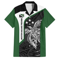 Personalised PNG Western Highlands Province Family Matching Off The Shoulder Long Sleeve Dress and Hawaiian Shirt Bird of Paradise Tattoo Flag Motif LT9 Dad's Shirt - Short Sleeve Green - Polynesian Pride