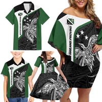 Personalised PNG Western Highlands Province Family Matching Off Shoulder Short Dress and Hawaiian Shirt Bird of Paradise Tattoo Flag Motif LT9 - Polynesian Pride