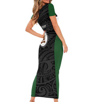 Personalised PNG Western Highlands Province Family Matching Short Sleeve Bodycon Dress and Hawaiian Shirt Bird of Paradise Tattoo Flag Motif LT9 - Polynesian Pride