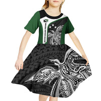 Personalised PNG Western Highlands Province Kid Short Sleeve Dress Bird of Paradise Tattoo Flag Motif LT9 - Polynesian Pride