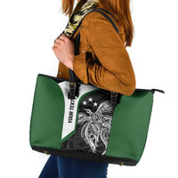 Personalised PNG Western Highlands Province Leather Tote Bag Bird of Paradise Tattoo Flag Motif LT9 Green - Polynesian Pride