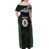 Personalised PNG Western Highlands Province Off Shoulder Maxi Dress Bird of Paradise Tattoo Flag Motif LT9 - Polynesian Pride