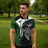 Personalised PNG Western Highlands Province Zipper Polo Shirt Bird of Paradise Tattoo Flag Motif LT9 - Polynesian Pride