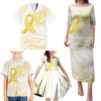 Be Bold Go Gold Polyneisan Ribbon Childhood Personalised Family Matching Puletasi and Hawaiian Shirt LT9 - Polynesian Pride
