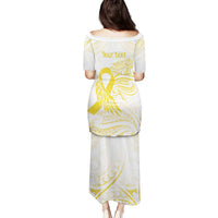 Be Bold Go Gold Polyneisan Ribbon Childhood Personalised Family Matching Puletasi and Hawaiian Shirt LT9 - Polynesian Pride