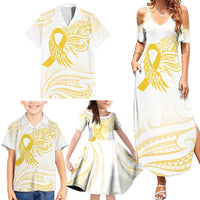 Be Bold Go Gold Polyneisan Ribbon Childhood Personalised Family Matching Summer Maxi Dress and Hawaiian Shirt LT9 - Polynesian Pride